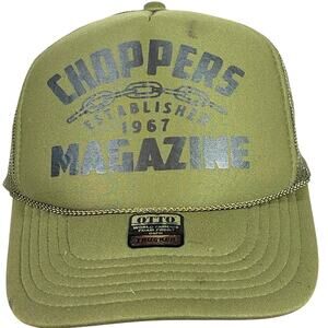 Choppers Magazine Trucker Hat OTTO Foam Mesh Cap Established 1967 Olive OSFM